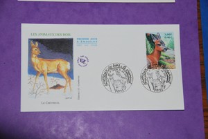 4 Enveloppes 1er Jour 01 Animaux Des Bois Herisson Hermine Ecureuil Chevreuil Ebay
