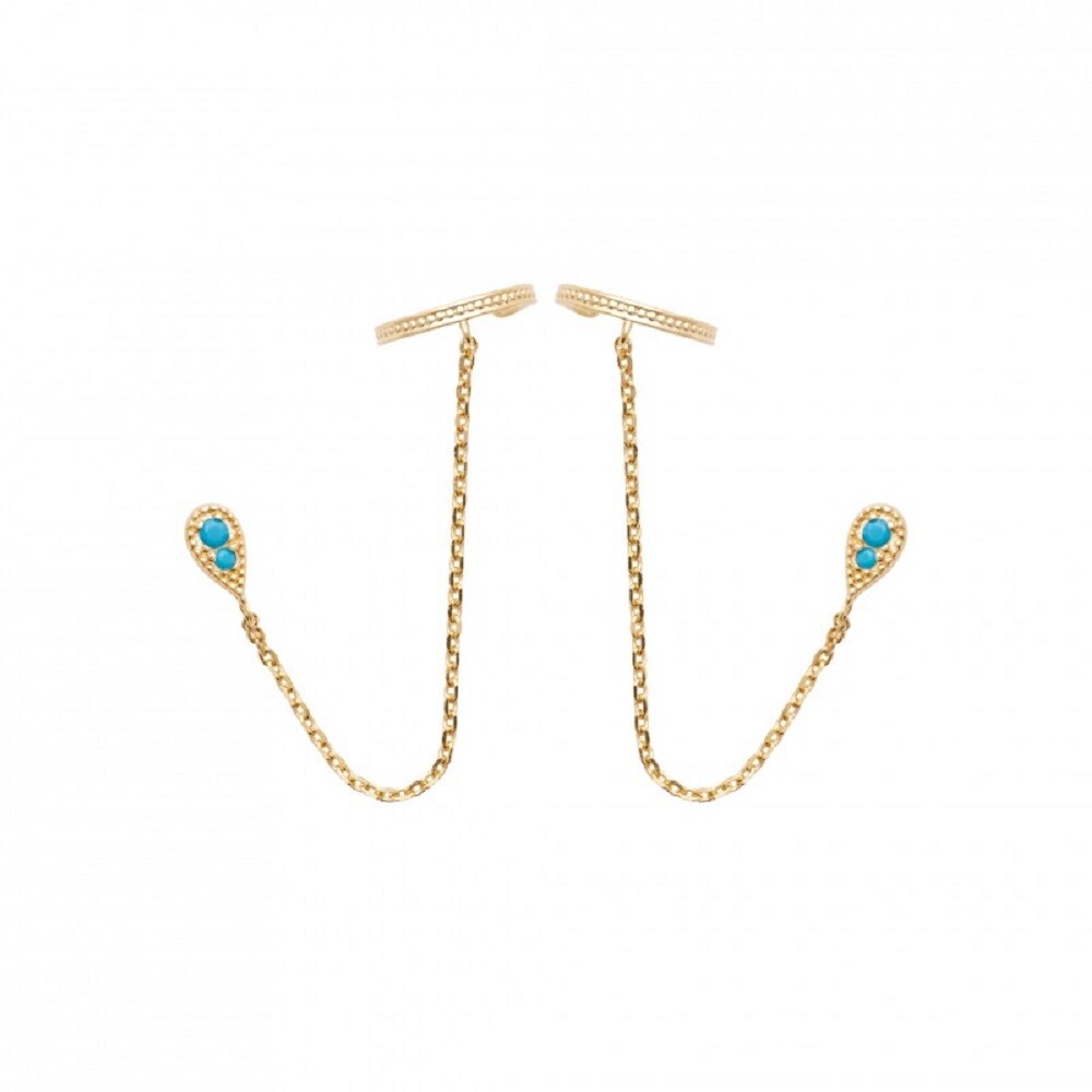 Bague d'oreille pierres bleues en plaqué or pour illuminer vos soirées d'été