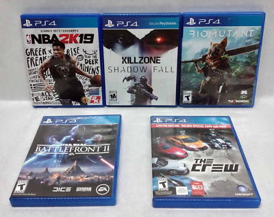 PS4 - 5 Game Lot - The Crew, Biomutant, NBA 2K19, SW Battlefront II & Killzone