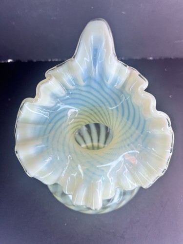 Fenton Topas Vaseline Opalescent Jack in Pulpit Vase Optic Swirl (Star Mark) - Bild 7 von 10