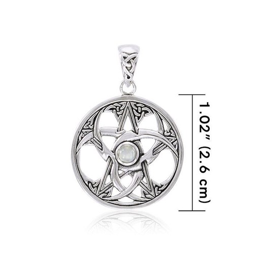 Pentacle Triple Crescent Moon 925 Sterling Silver Pendant Fine Wiccan Jewelry - Picture 3 of 3