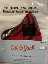 Cat  Jack - Kids Face Masks - Black  Red Plaid, Black - Updated Fit Flu Season