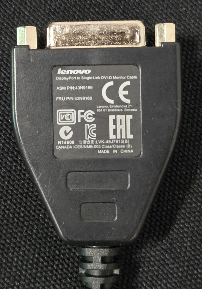 Lenovo DisplayPort to Single-Link DVI-D Cable Adapter 43N9159 43N9160 45J7915 - Image 3 of 4