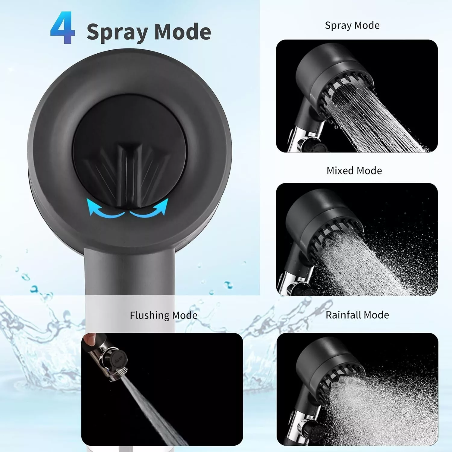 FEELSO Handheld Shower Head with Filtered,High Pressure Shower ON/OFF ...