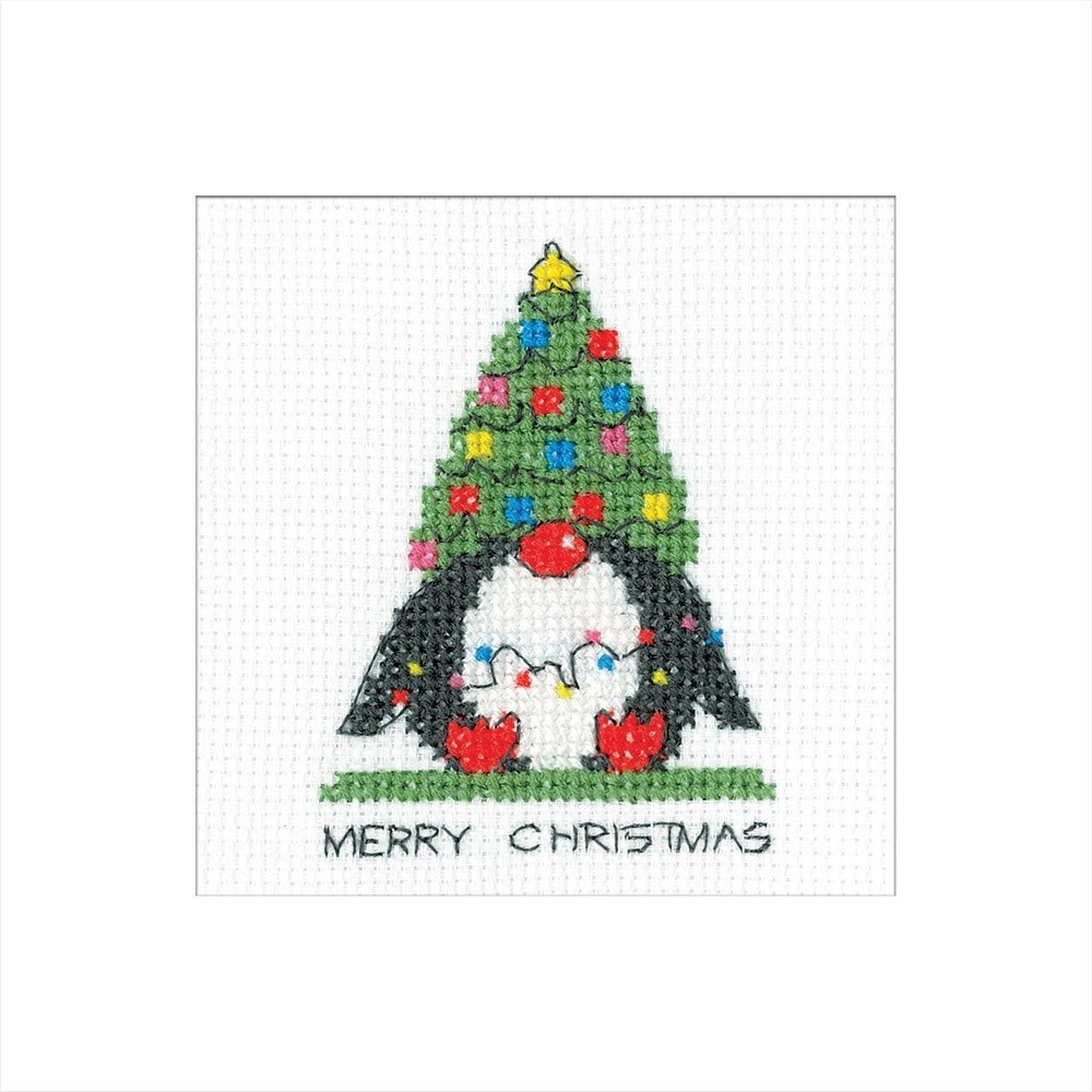 Heritage Crafts Penguin - Tree Counted Cross Stitch Card Kit by Kirsten Roche