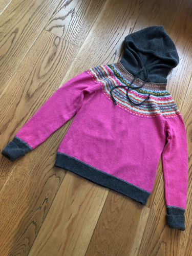 ERIBÉ SCOTLAND WOMENS ALPINE HOODED JUMPER VIRGIN LAMBSWOOL FAIR ISLE SWEATER XS - Picture 2 of 17