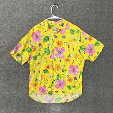 Vintage Jams World Hawaiian Rayon Roses Print Shirt Men  S Medium Multicolor