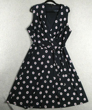 Tommy Hilfiger Dress 18W Plus Blue Daisy Floral Sleeveless Preppy Midi Wrap