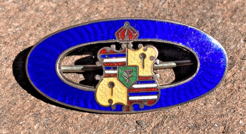 VINTAGE STERLING SILVER & ENAMEL HAWAIIAN COAT OF ARMS BROOCH PIN HAWAII
