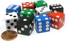 Koplow Games Set of 10 Six Sided Square 16mm D6 Dice - 2 Each Red White...