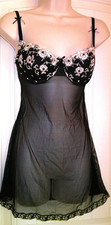 Victoria's Secret, Strappy Embroidered Black/White Bra Slip, 36B, 1322, NWT