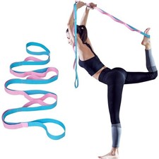 Yoga Stretching Strap with 10 Loops Non Elastic Soft Polyester Cotton Exercise