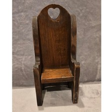 Handmade Wooden Doll Chair Heart Cutout Primitive Farmhouse Decor Brown 13.75"