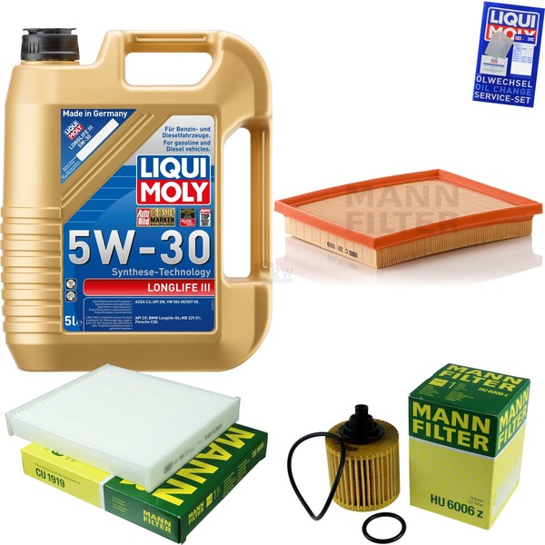 Mann Inspektionspaket 5L Liqui Moly Longlife 5W-30 FüR Toyota Auris 1.8 Hybrid-image