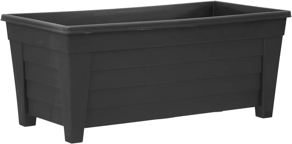 4x Large Black Plastic Planters Garden Flower Pots Troughs 55cm Outdoor Patio Bo - Image 2 of 4