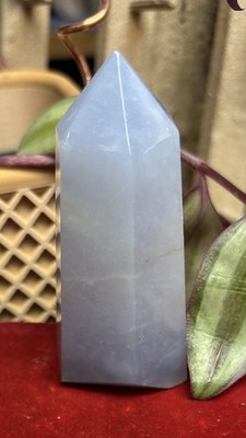POLISHED NATURAL '' BLUE CHALCEDONY STONE TOWER FROM TURKEY 109.53 Grams