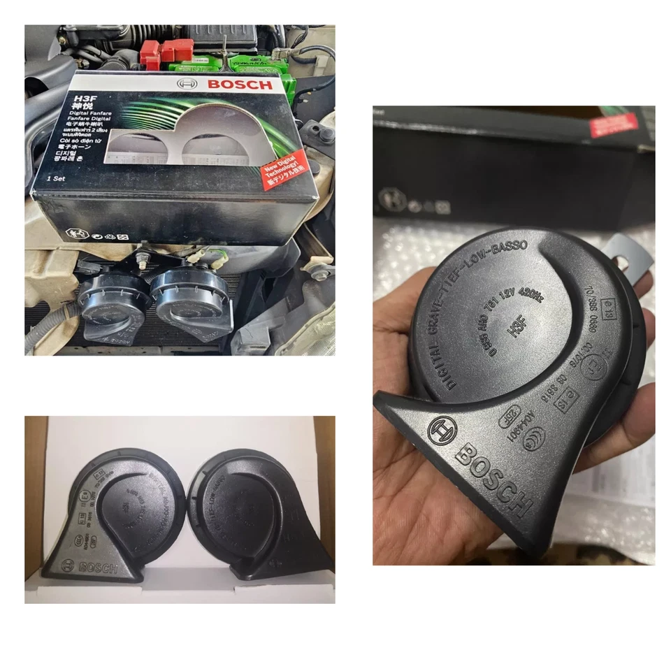 BOSCH Evolution Fanfare Twin Horn Set Orange (12V 410Hz/510Hz) Fit Car SUV Truck - Image 3 of 4