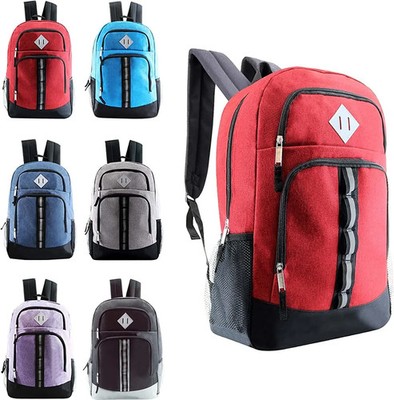 18 Inch Backpacks Bulk Case of 24   Deluxe School Backpacks in 6 Color