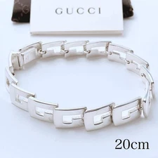 GUCCI 925 Bracelet Silver Vintage ON466 Men s G Logo
