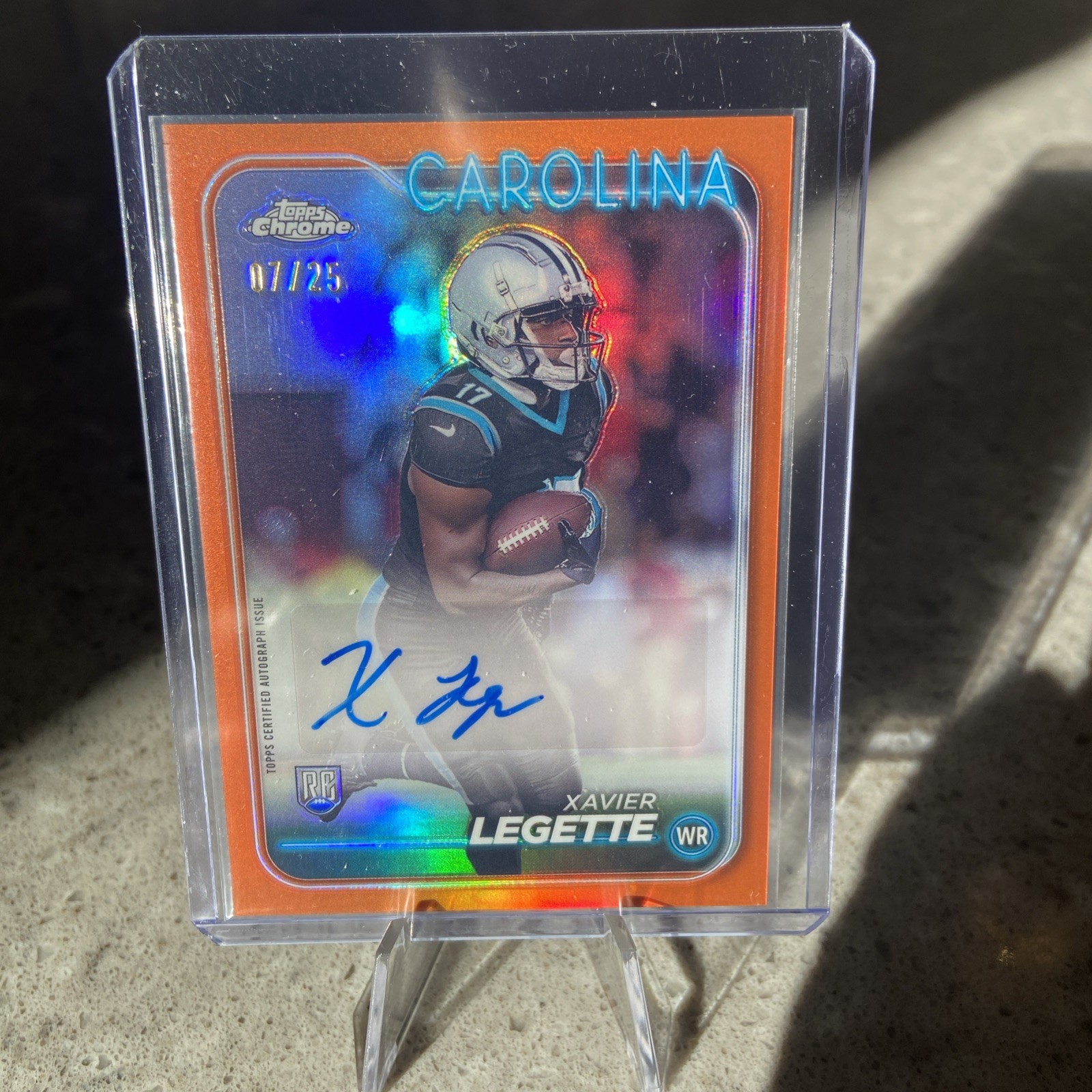 2024 Topps Chrome Football Xavier Legette Orange Refractor Auto 7/25