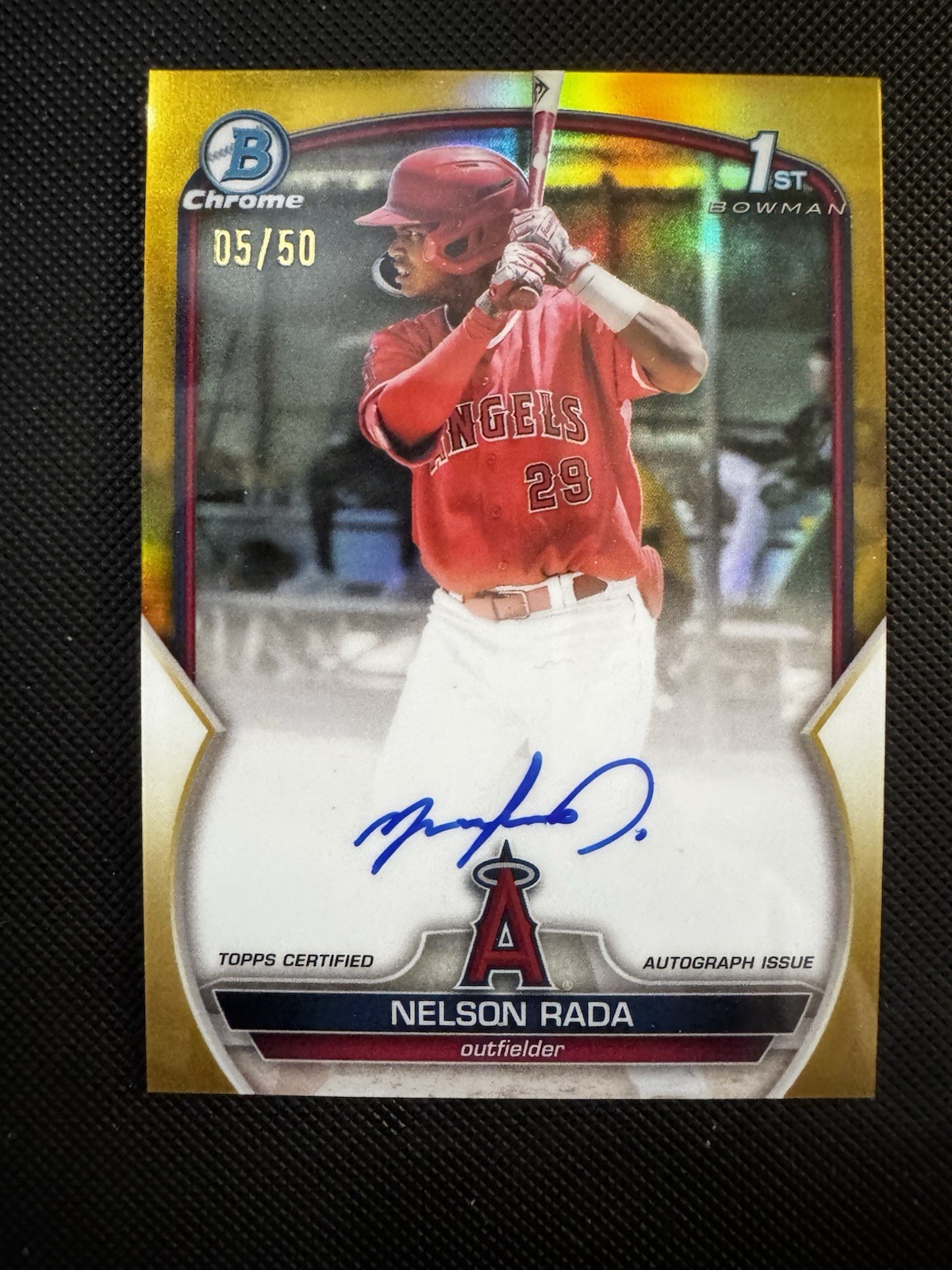 2023 Bowman Chrome 1st Nelson Rada Gold Refractor Auto /50 #CPA-NR LA Angels