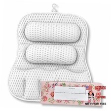Luxury Bath Pillow for Tub, with 10 Strong Suction Cups, Non-Slip Bathtub White