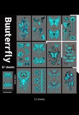 12 Sheets Butterfly Luminous Temporary Tattoo Blue Glow In The Dark Tatoos Stick