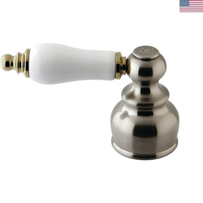 Ceramic and Oak Hot Side Handle For KB609B, Brushed Nickel/Polished Brass