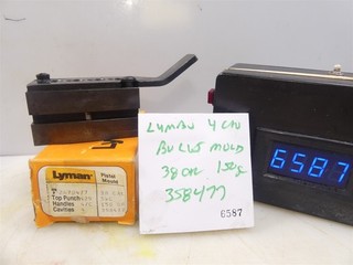 #6587 Lyman 4 cavity bullet mold with lube on it 358477