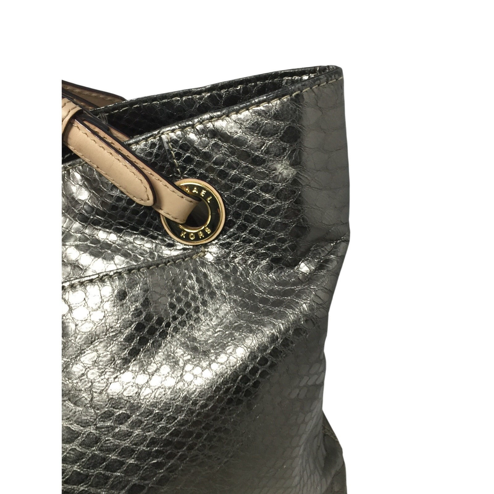 Michael Kors Jet Set Gray Leather Python Embossed… - image 12