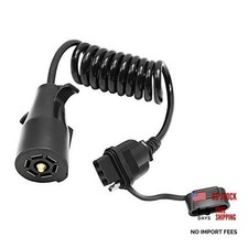 5ft 7 Way Round to 4 Way Pin Flat Trailer Connector Adapter Coiled Wiring