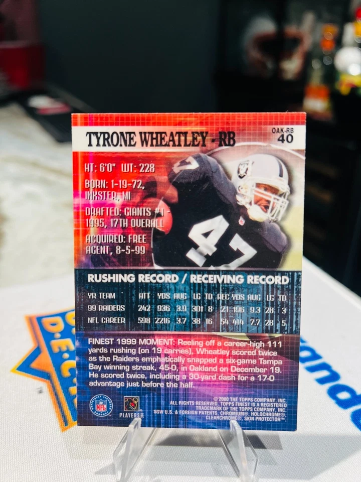 2000 Topps Finest - Tyrone Wheatley #40 OAKLAND RAIDERS - Image 2 of 2