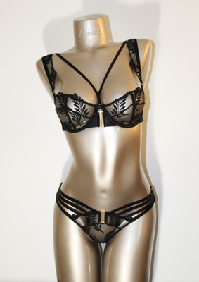 Aubade Paris Sample Queen of Shadow Black Lingerie Set 34B S