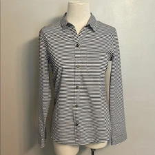 Current/Elliott Black and White Striped Shirt
