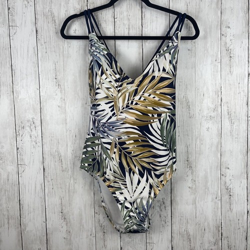 HURLEY One Piece Swim Suit Women XL Green Leaf Bathing Suit Beach Tropical NWT