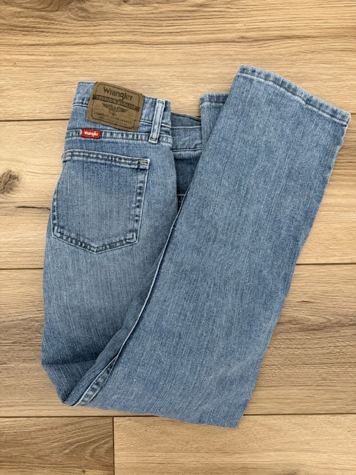 Jeans Wrangler ajuste regular masculino 31x30 lavagem leve perna reta jeans clássico  - Imagem 4 de 4