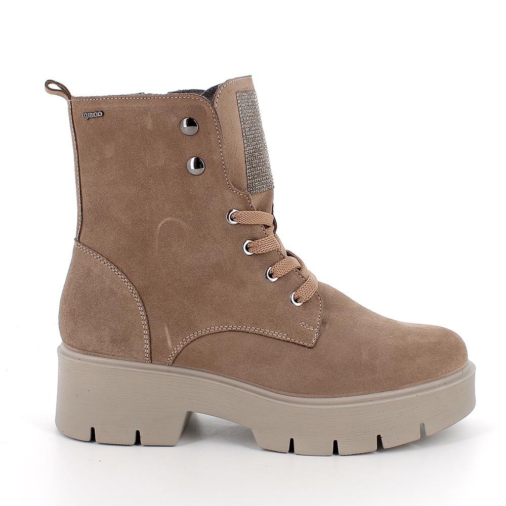 Botines De Mujer IGI&CO Beige En Ante Con Cuña Suela Alta Casual Cómodos Moda