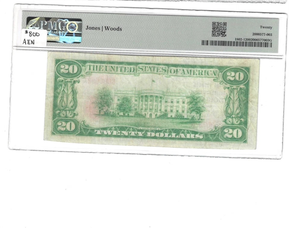 1929 The Famers National Bank Of Houlton $20 Ch PMG 20 No 4252 Tough Maine Note - Image 2 of 2