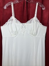 42 B vintage Shadowline White Nylon Jersey Slip Lace Sissy Pinup