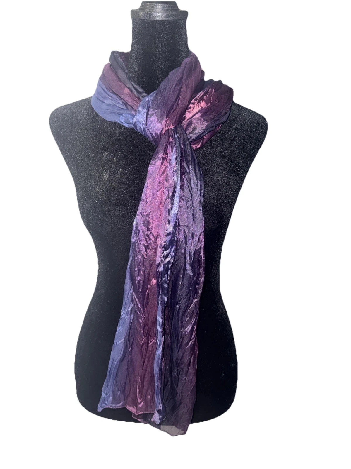Vintage Crinkle Crushed Rectangle Scarf Long Ombré Purple Pink Blue Deep
Opens in a new window or ta