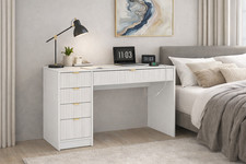 Image of Tireno 5 Drawer Desk 120x55x76 cm Modern Ribbed Front Home Office Desk 5 colours