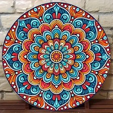 New Hand-Painted Mandala 8x8"
