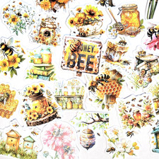 Yellow Bee Stickers 52 pc Junk Journal Collage Scrapbooking