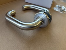 Door Lever Handles on Rose 1 PAIR Return To Door Handle satin stainless steel 