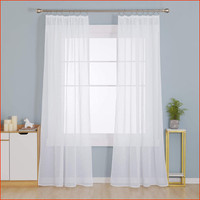 Voile Gardinen Transparent Leinenoptik 242X132 Cm Weiß 2Er Set FüR Wohnzimmer