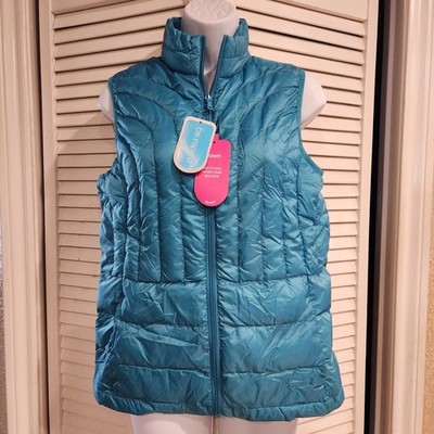 NWT$52 Be Inspired Women's Medium Down Packable Vest Turquoise Pouch Included