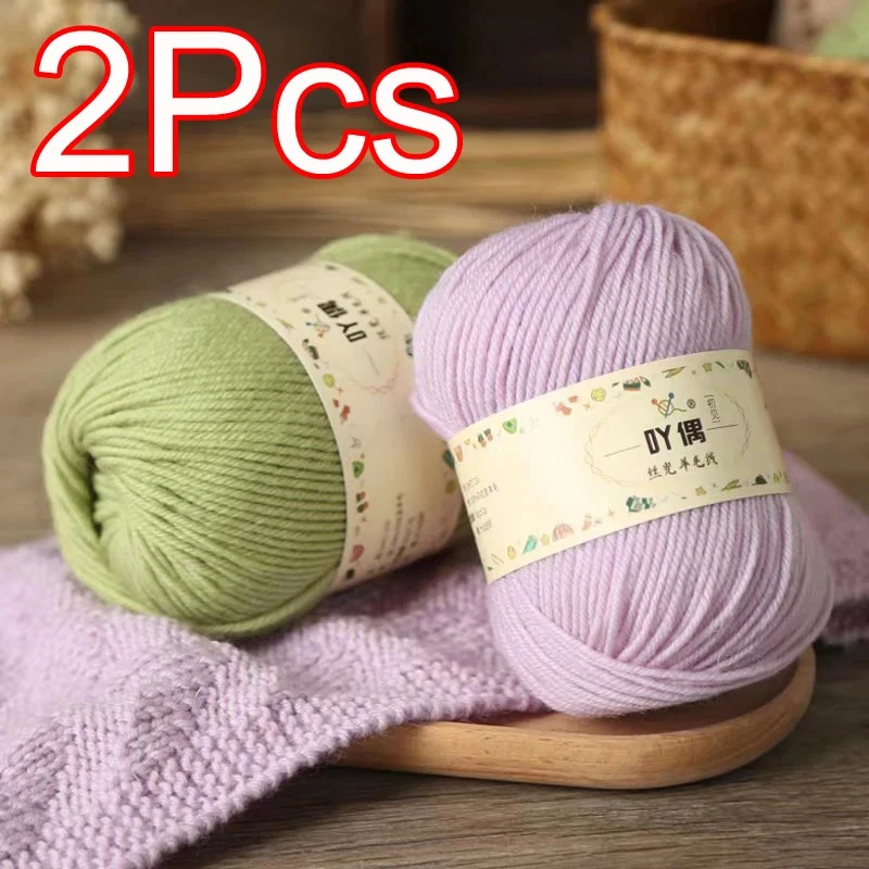 Wollgarn Merino Wollwolle Strickgarn Häkelgarn Handgestrickt Gefärbt 2x50g - Bild 3 von 4