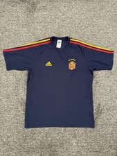 VTG Adidas Spain 2003-2004 Away National Soccer Jersey Blue Men's Size Large