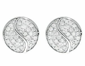 Authentic 0.25ct Round Cut Lab-Created Diamond Yin Yang Stud Earring 14k White Gold Plated