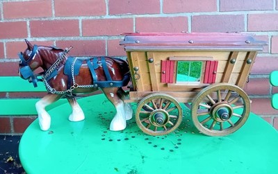 Vintage Holz Roma Zigeuner Wohnwagen und Auenland Pferd